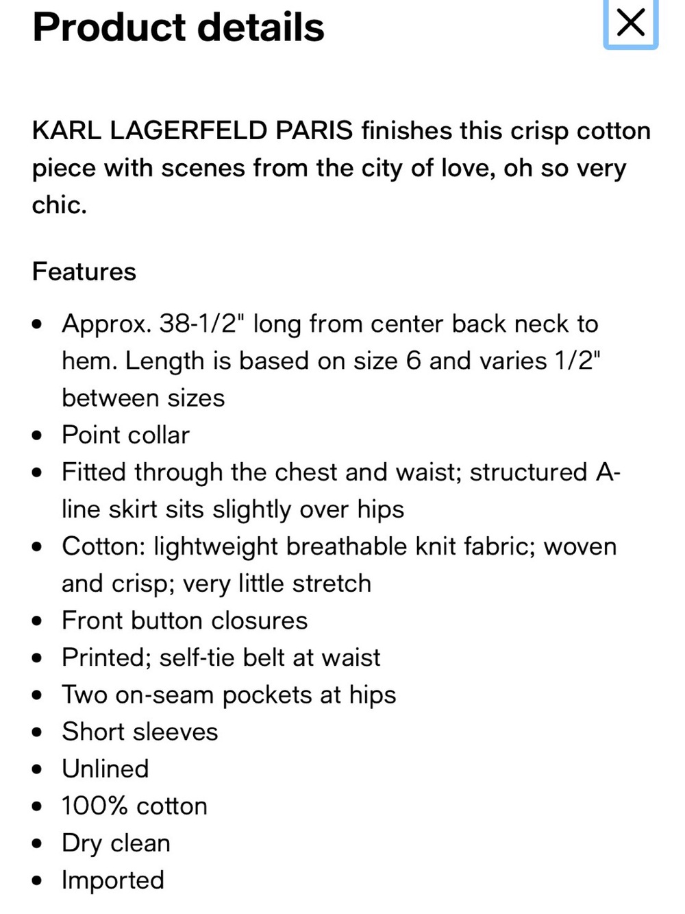 Karl Lagerfeld Paris City Print Poplin Midi Dress (missing belt) - Picture 11 of 15